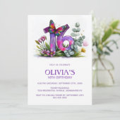 Invitation Floral Butterfly Purple Pink 16th Birthday Party (Debout devant)