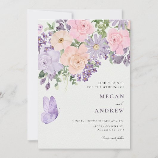 Invitation Floral butterfly wedding (Devant)