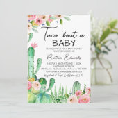Invitation Floral Cacus Taco Bout A Baby Baby shower (Debout devant)