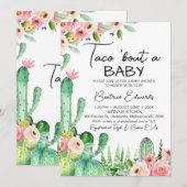 Invitation Floral Cacus Taco Bout A Baby Baby shower (Devant / Derrière)