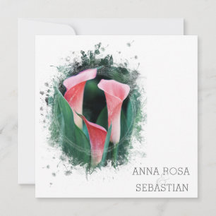 Invitation ~* Floral Calla Lily AR12 QR PHOTO RSVP Mariage