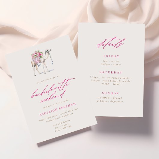 Invitation Floral Camel Marocain Bachelorette Week-end