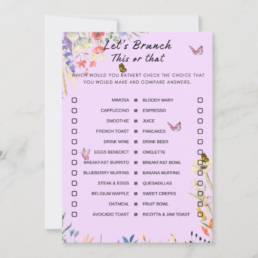 Invitation Floral Ce Jeu Ou Ce Brunch Party (Devant)