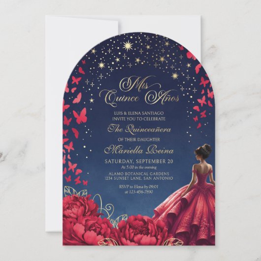 Invitation Floral Celestin Princesse Élégante Quinceanera (Devant)