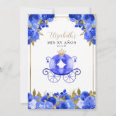Invitation Floral Cendrillon Princesse Royal Blue Quinceanera (Dos)