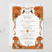 Invitation Floral Charro Ranch Quinceañera, Rose orange (Devant)
