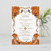 Invitation Floral Charro Ranch Quinceañera, Rose orange (Debout devant)