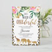 Invitation Floral Cheetah Imprimer Anniversaire exceptionnel (Debout devant)