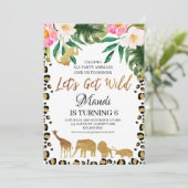 Invitation Floral Cheetah Print Lets Obtenir Sauvage Annivers (Debout devant)