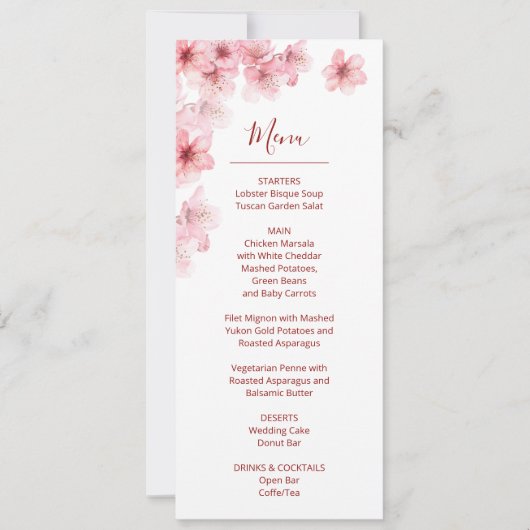 Invitation Floral Cherry Blossom Pink White Wedding (Devant)