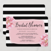 Invitation Floral Chic à la douche nuptiale / Rose (Devant / Derrière)