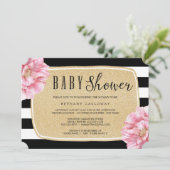 Invitation Floral Chic Baby shower / Champagne (Debout devant)