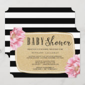 Invitation Floral Chic Baby shower / Champagne (Devant / Derrière)