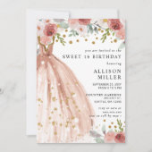 Invitation Floral Chic Blush or Parties scintillant robe sucr (Devant)