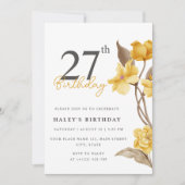 Invitation Floral Chic Elegant Simple Jaune 27e anniversaire (Devant)