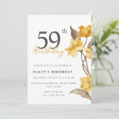 Invitation Floral Chic Elegant Simple Jaune 59e anniversaire (Debout devant)