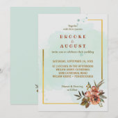 Invitation Floral Chic Gold Frame (Devant / Derrière)
