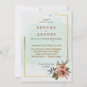 Invitation Floral Chic Gold Frame