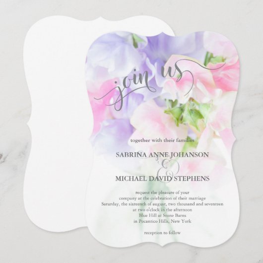 INVITATION FLORAL CHIC MARIAGE POIS DOUX (Devant / Derrière)