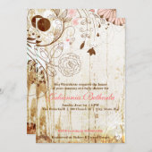 Invitation floral chic minable vintage de (Devant / Derrière)