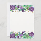 Invitation Floral Chic Purple Gold Parties scintillant robe S (Dos)