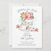 Invitation Floral Chine Tea Cup Anniversaire Tea Party Invita (Devant)
