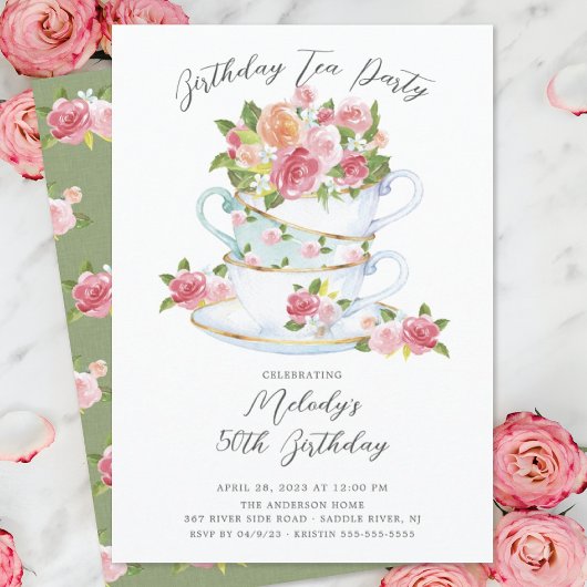 Invitation Floral Chine Tea Cup Anniversaire Tea Party Invita
