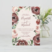 Invitation Floral Cinnamon Rose Dusty Rose or Aquarelle (Debout devant)