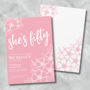 Invitation Floral Cinquante-cinquantième fête d'anniversaire