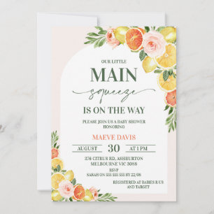 Invitation Floral Citron Orange Notre Baby shower principal d