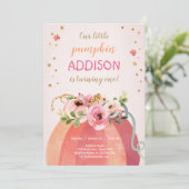 Invitation Floral Citrouille Automne Automne Gold Rose Annive (Debout devant)