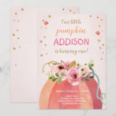 Invitation Floral Citrouille Automne Automne Gold Rose Annive (Devant / Derrière)