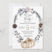 Invitation Floral Citrouille Automne Thanksgiving Dîner (Devant)