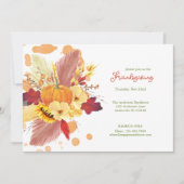 Invitation Floral Citrouille Friendsgiving Thanksgiving (Devant)