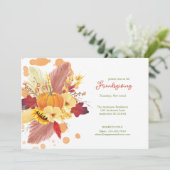 Invitation Floral Citrouille Friendsgiving Thanksgiving (Debout devant)