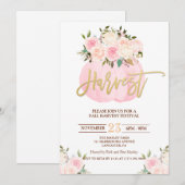 Invitation Floral Citrouille Harvest Festival (Devant / Derrière)