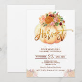 Invitation Floral Citrouille Harvest Festival (Devant / Derrière)