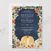 Invitation Floral Citrouille Terracotta QR Code Mariage de ma (Devant)