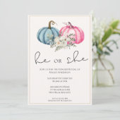 Invitation Floral Citrouilles Automne Bébé Genre Révélation (Debout devant)