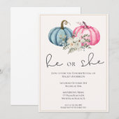 Invitation Floral Citrouilles Automne Bébé Genre Révélation (Devant / Derrière)