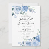 Invitation Floral clair Dusty Mariage botanique bleu (Devant)
