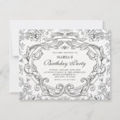 Invitation Floral classic vintage birthday (Devant)