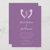 Invitation Floral Classy Monogram Lavender Mariage (Devant / Derrière)