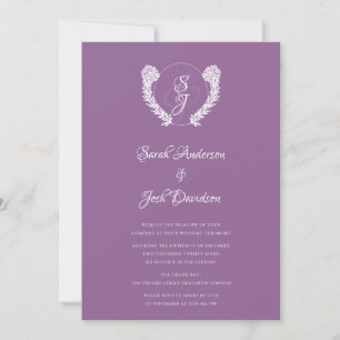 Invitation Floral Classy Monogram Lavender Mariage