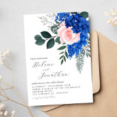 Invitation Floral Cobalt Blue Rose Garden Mariage élégant