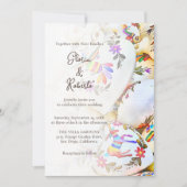 Invitation Floral Coeurs colorés Mariage mexicain (Devant)