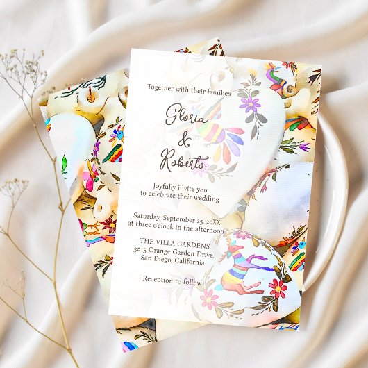 Invitation Floral Coeurs colorés Mariage mexicain