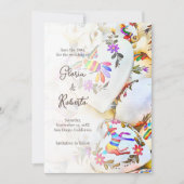 Invitation Floral Coeurs colorés Mariage mexicain (Devant)