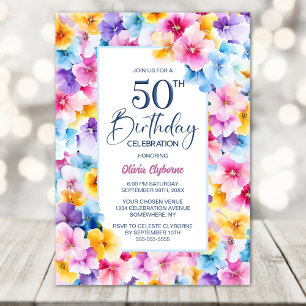 Invitation Floral coloré 50e fête d'anniversaire