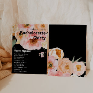 Invitation Floral coloré gras   Black Bachelorette Party